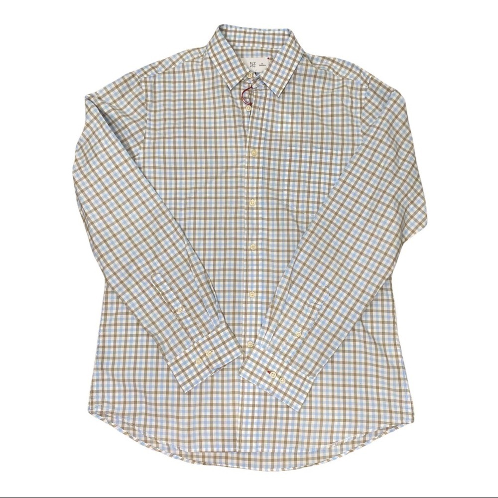 RVYC light blue khaki gingham plaid button up